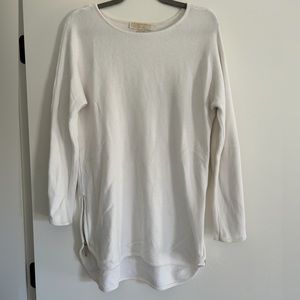 Micheal Kors White Tunic Sweater with Gold Zippers Size Medium M